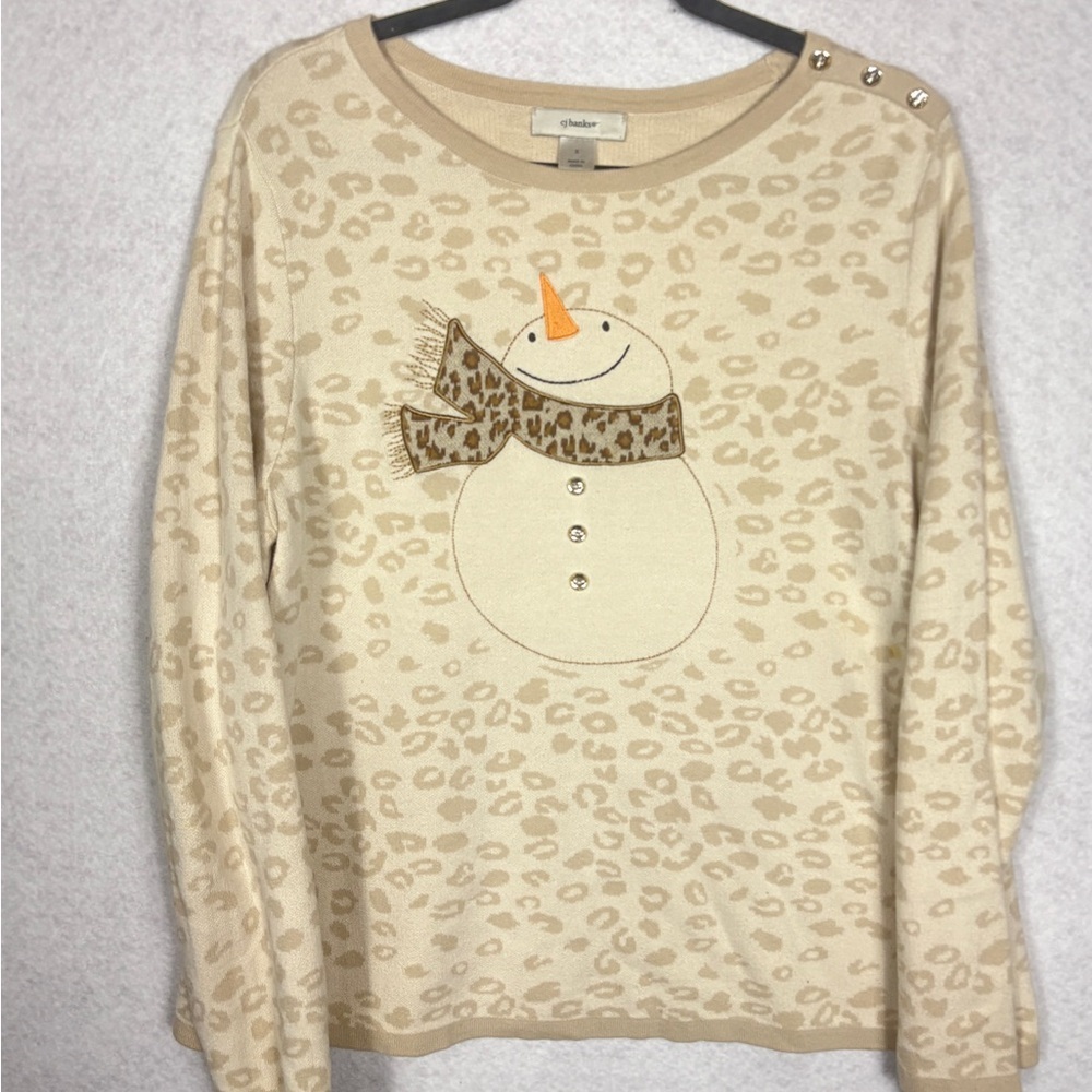 CJ Banks Cream Snowman Sweater Size X - Picture 4 of 4